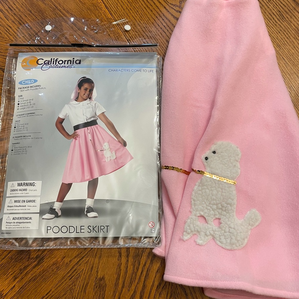 Girls Pink and White Poodle Skirt - Size Small 6/8